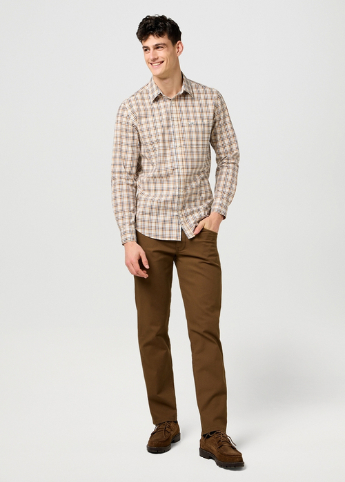 Meskie Spodnie Materialowe Wrangler Greensboro Dark Earth - 112371571