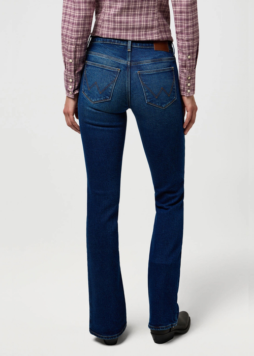 Damskie Spodnie Dinsowe Wrangler Bootcut Misty Moonstone - 112372999