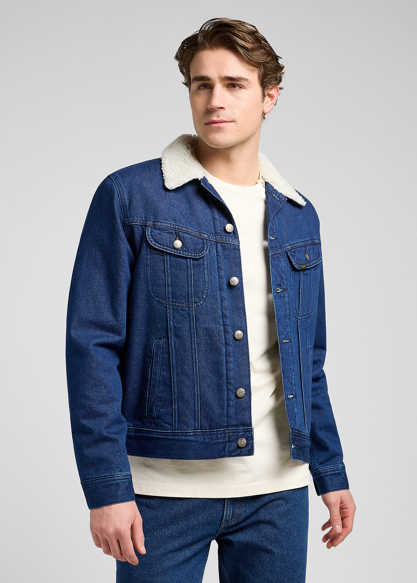 Meska Kurtka Dzinsowa Lee Sherpa Jacket Save It - 112370428