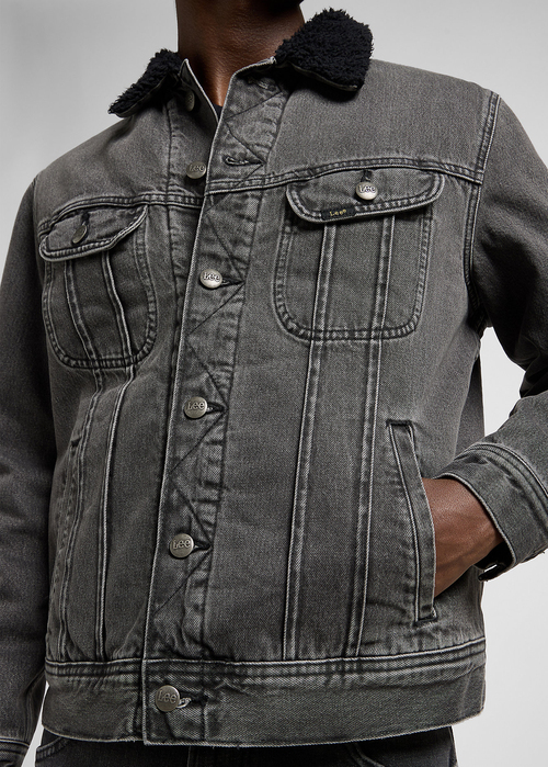 Meska Kurtka Dzinsowa Lee Regular Sherpa Jacket Deep Obsidian - 112370427