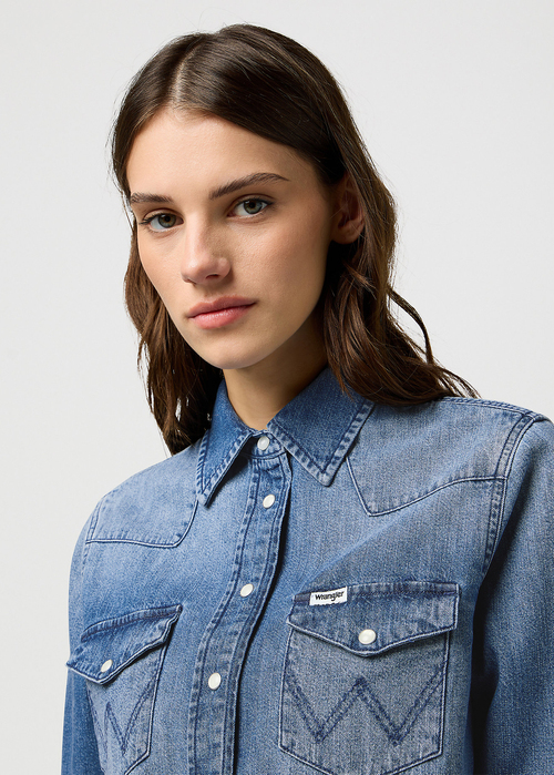 Damska Koszula Dzinsowa Wrangler Heritage Shirt Light Hand - 112373227
