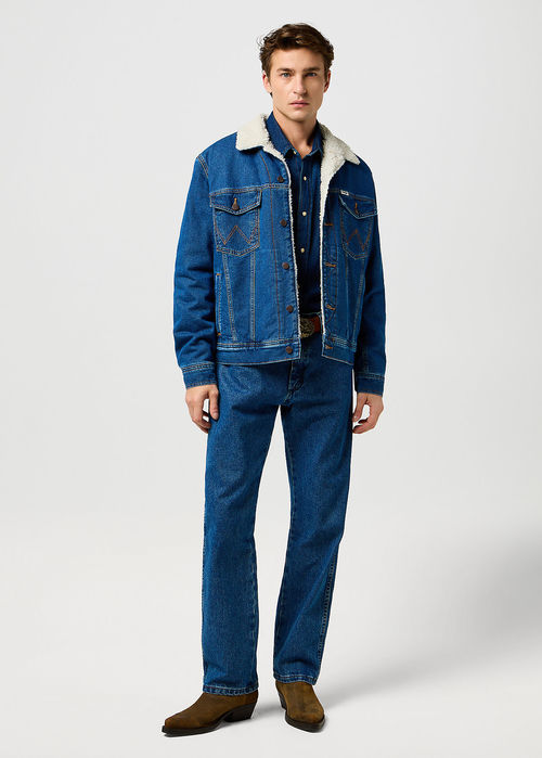 Meska Kurtka Dzinsowa Wrangler Sherpa Classic Jacket Mid Stone - 112371440