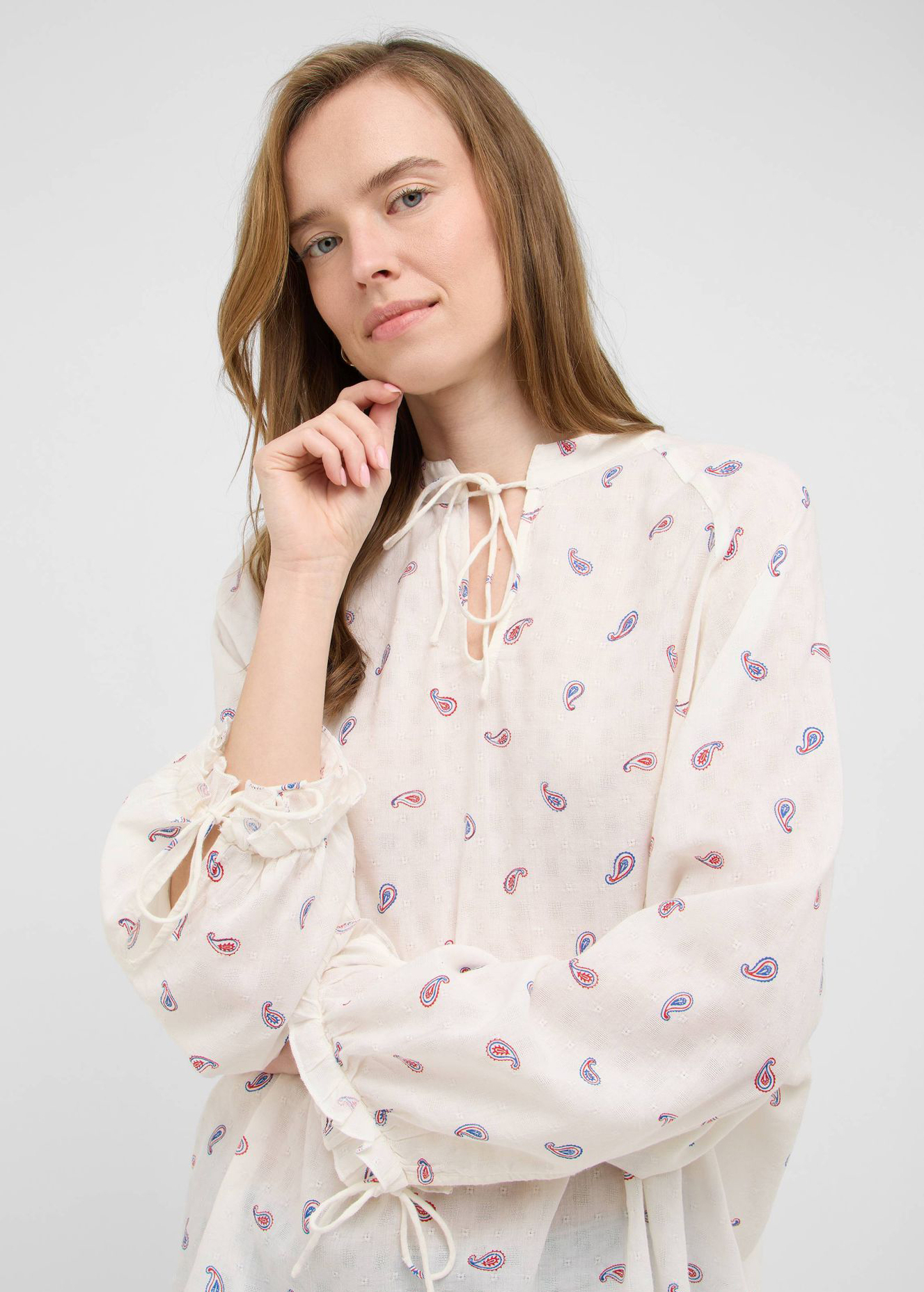 Damska Koszula Materialowa Mustang Bellflower Petit Paisley - 1016730-12765