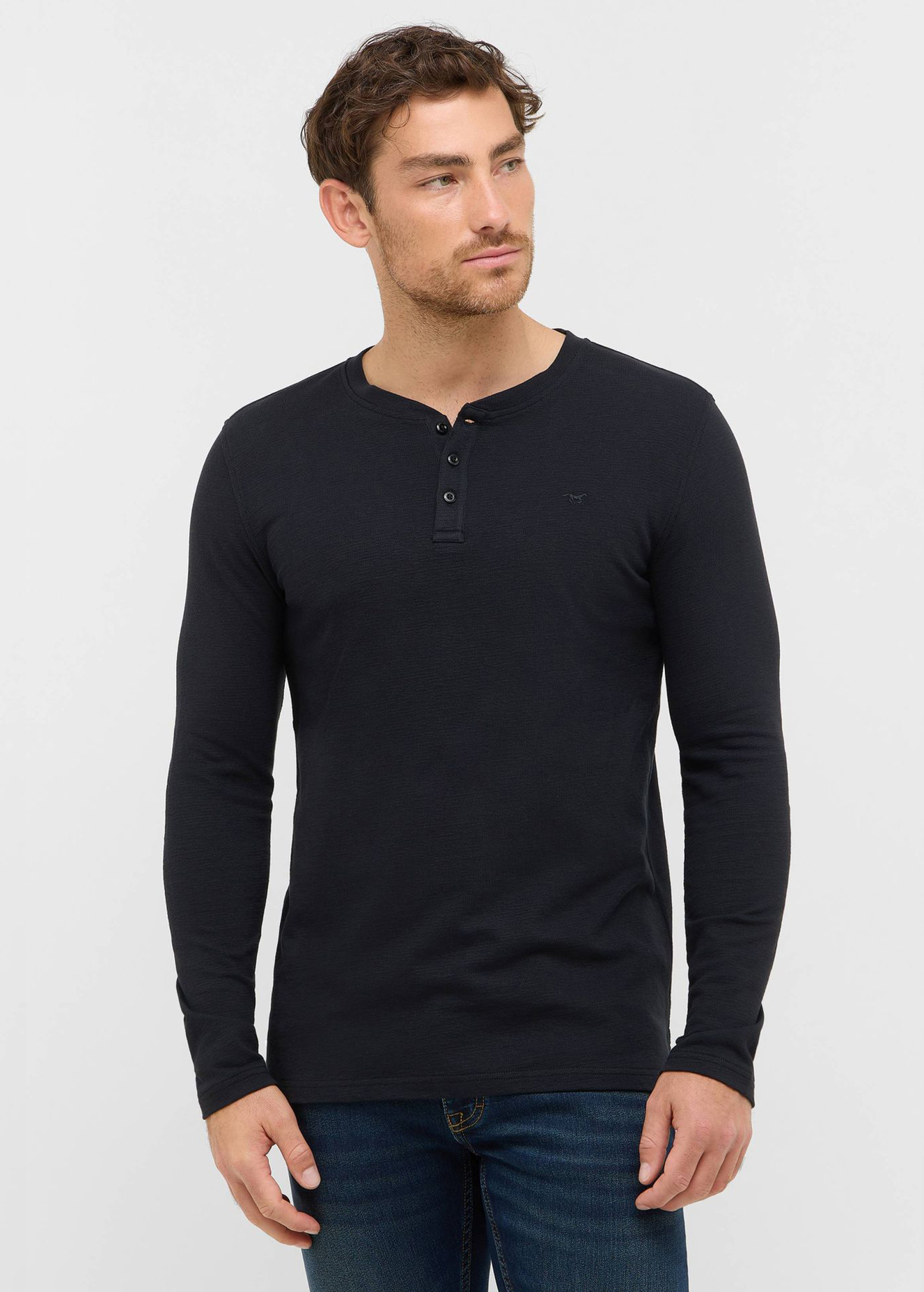 Meska Koszulka Z Dlugim Rekawem Mustang Style Atchison Jet Black - 1016877-4188