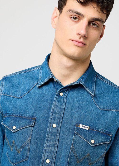 Meska Koszula Dzinsowe Wrangler Western Shirt Olive Breeze - 112371572