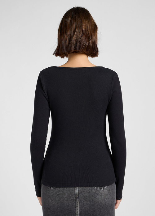Koszulka Z Dlugim Rekawem Lee Long Sleeve Square Neck Black - 112370951