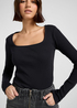 Koszulka Z Dlugim Rekawem Lee Long Sleeve Square Neck Black - 112370951
