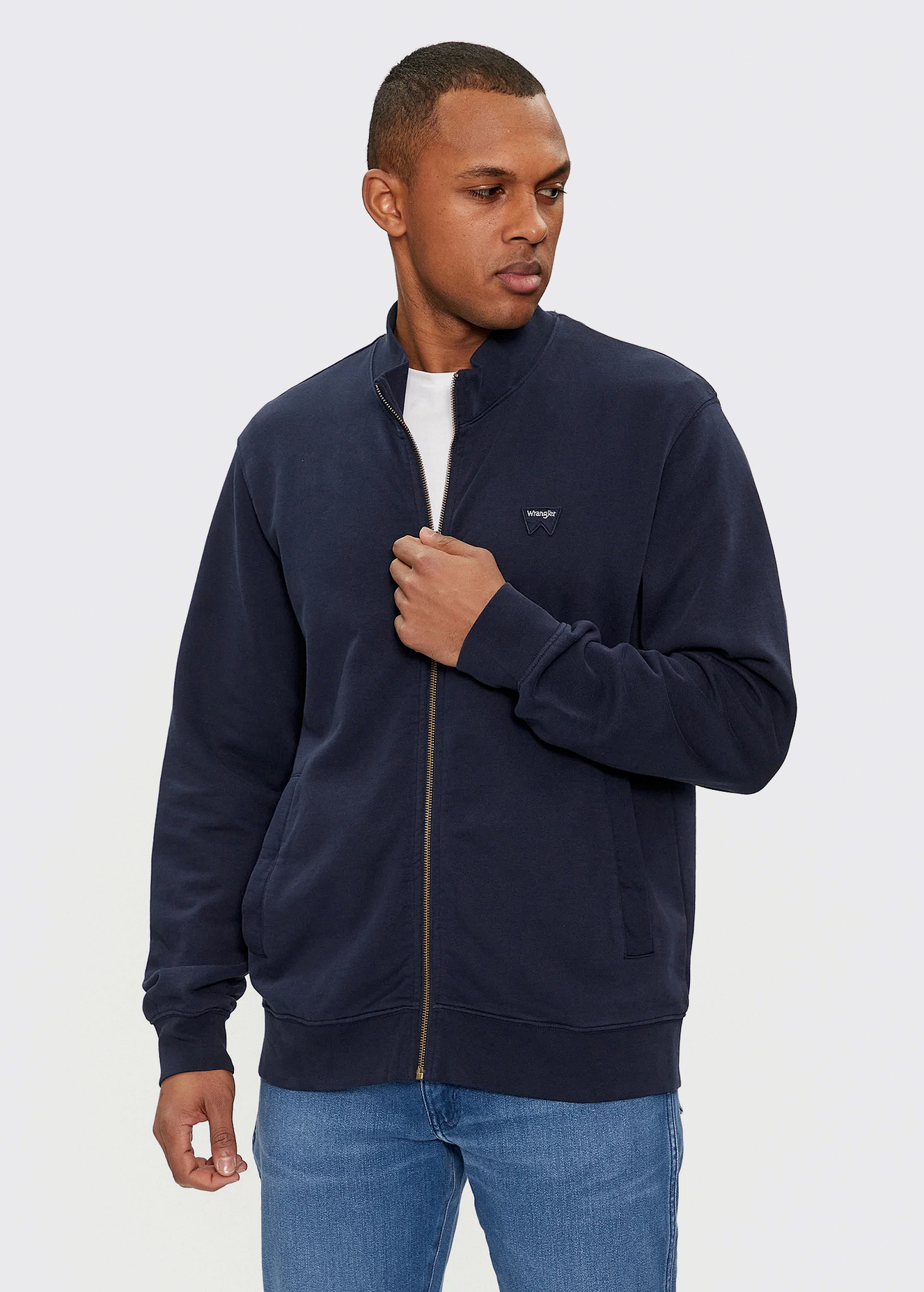 Meska Bluza Wrangler Funnel Neck Zip Navy - 112350547