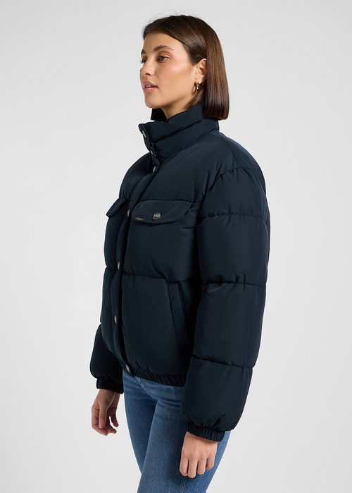 Damska Kurtka Zimowa Lee Rider Puffer Jacket Black - 112370872