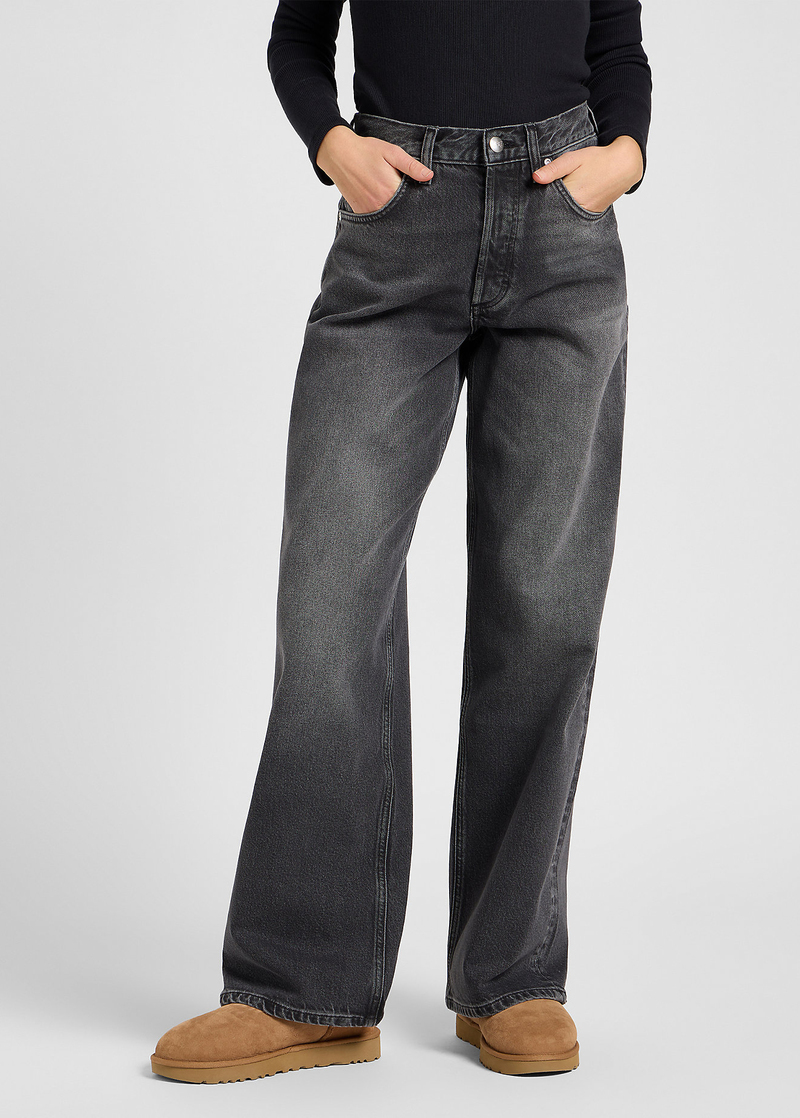 Damskie Spodnie Dinsowe Lee Low Slung Slouch Charred Black - 112371088