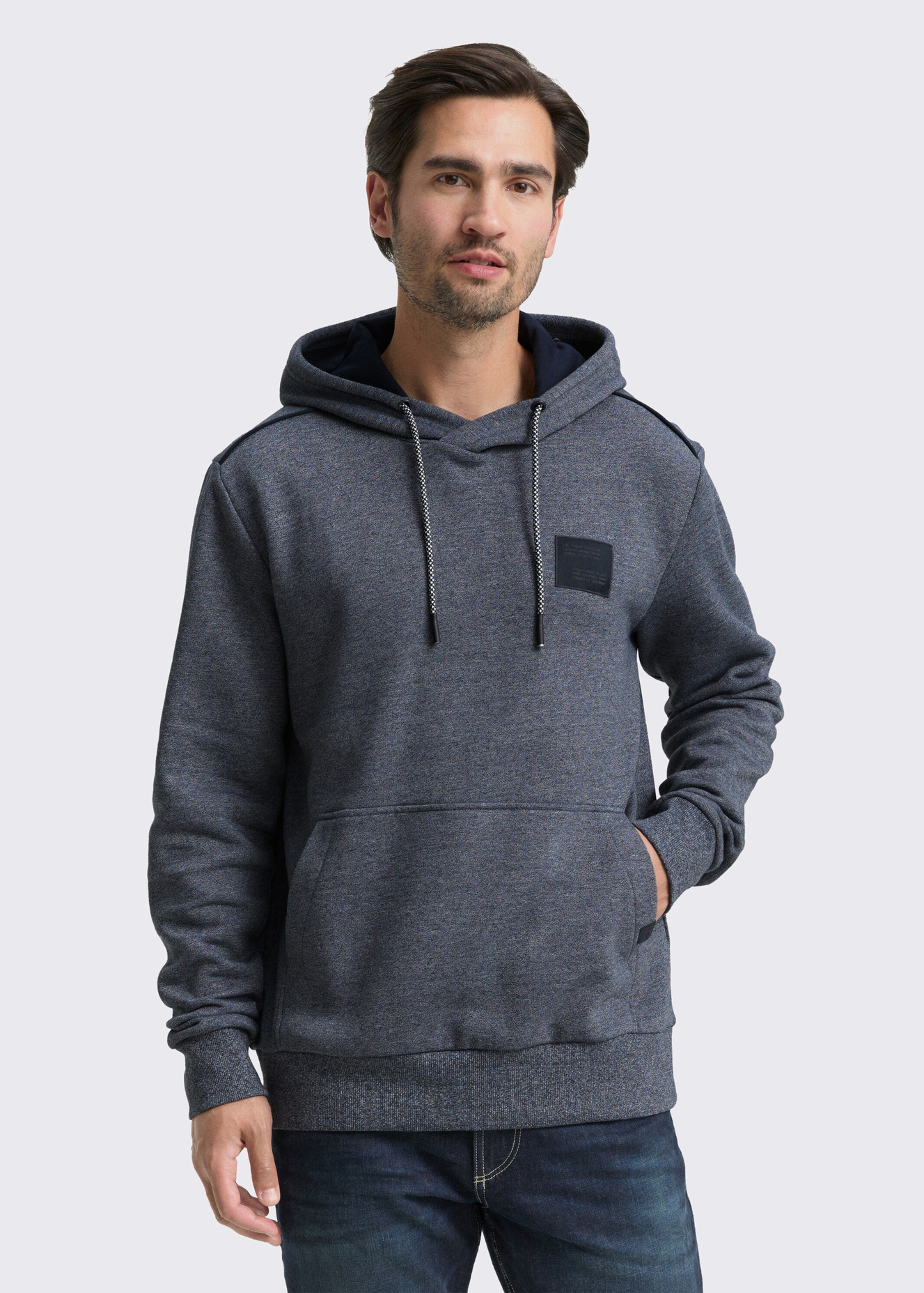 Mska Bluza Tom Tailor Hoodie Sweatshirt Navy Grindle Structure - 1048592-19932