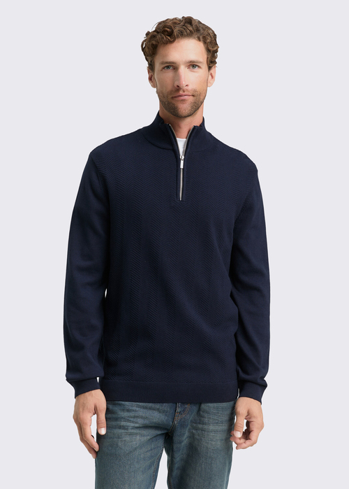 Tom Tailor Troyer Knit Jumper - Sky Captain Blue 1048722-10668