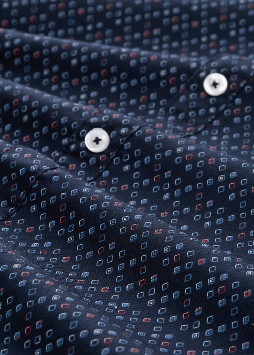 Meska Koszula Materialowe Tom Tailor Regular Fit Shirt With Print Blue Diamond Design - 1048434-38946