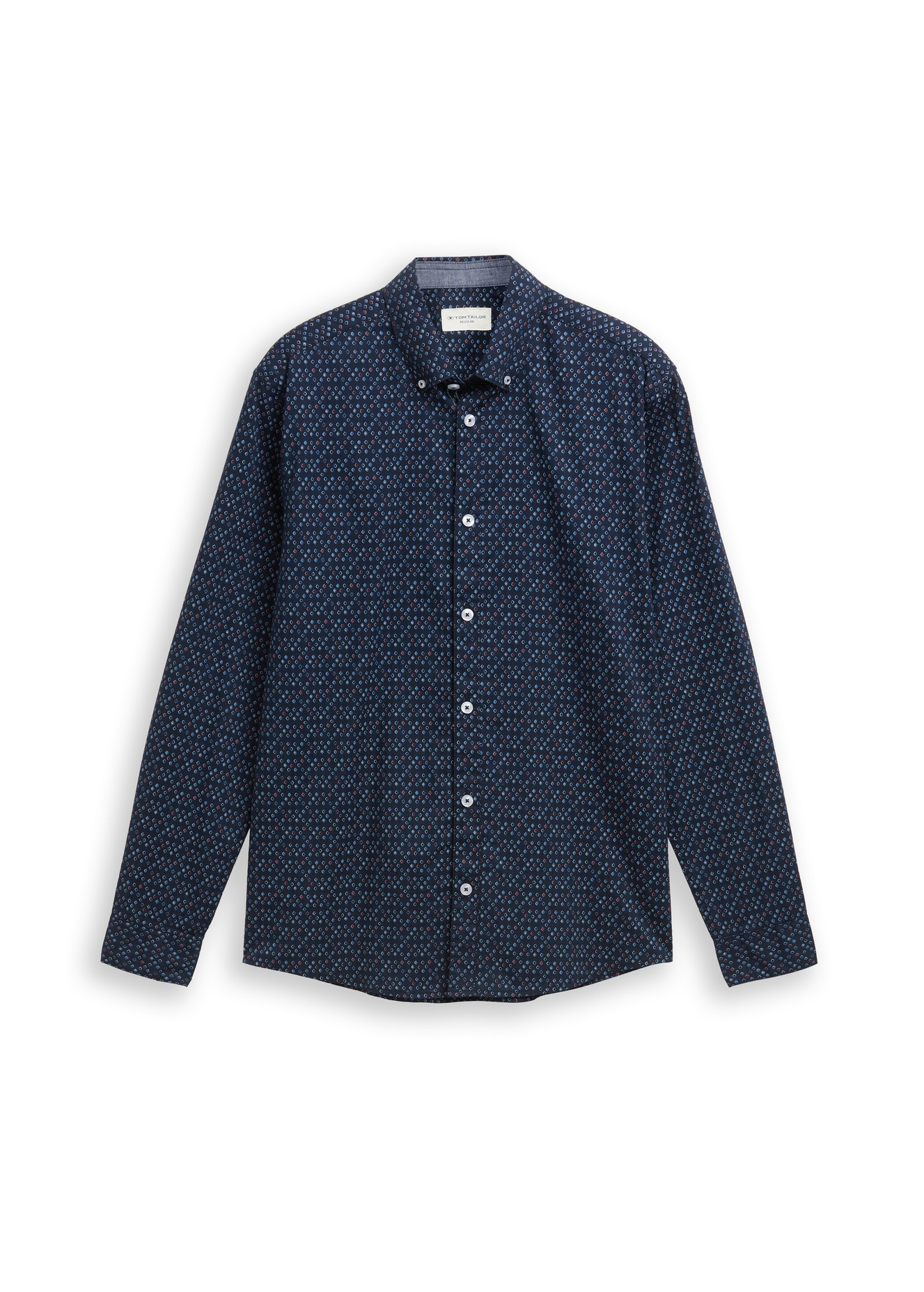 Meska Koszula Materialowe Tom Tailor Regular Fit Shirt With Print Blue Diamond Design - 1048434-38946