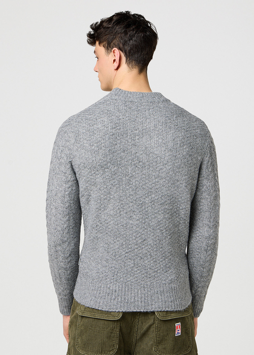 Meski Sweter Wrangler Cable Knit Sweater Grey Heather - 112371666