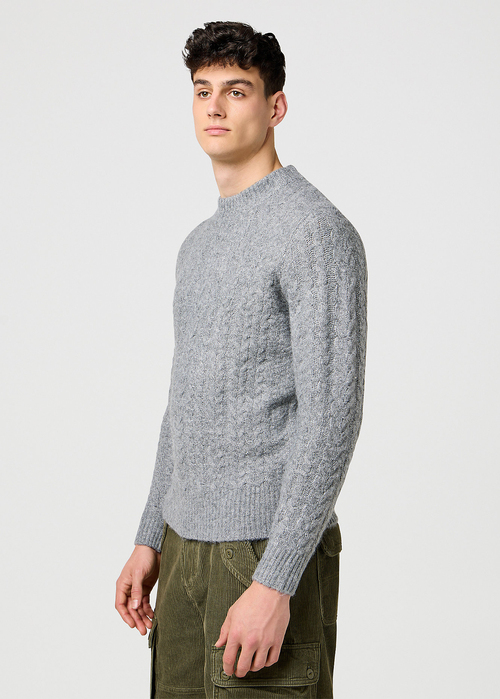 Mski Sweter Wrangler Cable Knit Sweater Grey Heather - 112371666