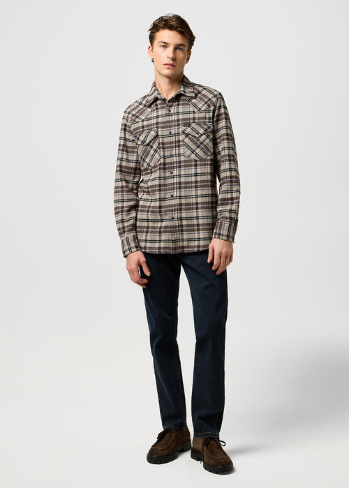 Meska Koszula Materialowe Wrangler Western Shirt Rich Black Check - 112371526