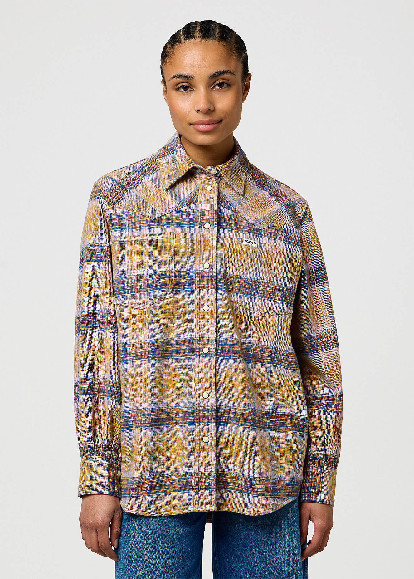 Damska Koszula Materialowa Wrangler Western Shirt Chai Tea Check - 112372390