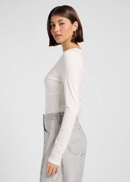 Koszulka Z Dlugim Rekawem Lee Corset Top Ecru - 112370971