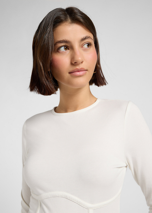 Koszulka Z Dlugim Rekawem Lee Corset Top Ecru - 112370971