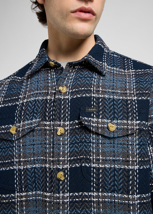 Mska Koszula Materiaowe Lee Textured 2pkt Shirt Mood Indigo Grey Pla - 112372627