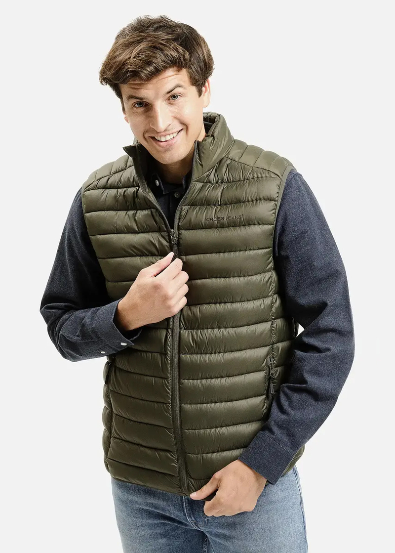 Meski Bezrekawnik Zielony Pikowany Bezrekawnik Cross Jeans - 40302-002