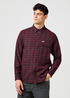 Meska Koszula Materialowe Wrangler One Pocket Flannel Shirt Black Wine - 112371522