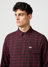 Meska Koszula Materialowe Wrangler One Pocket Flannel Shirt Black Wine - 112371522