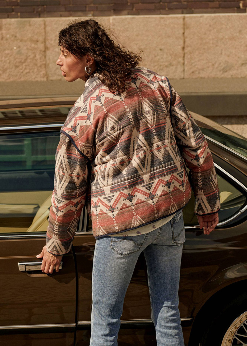 Damska Kurtka Przejsciowa Mustang Roxbury Blue Ikat Jacquard - 1016747-12772