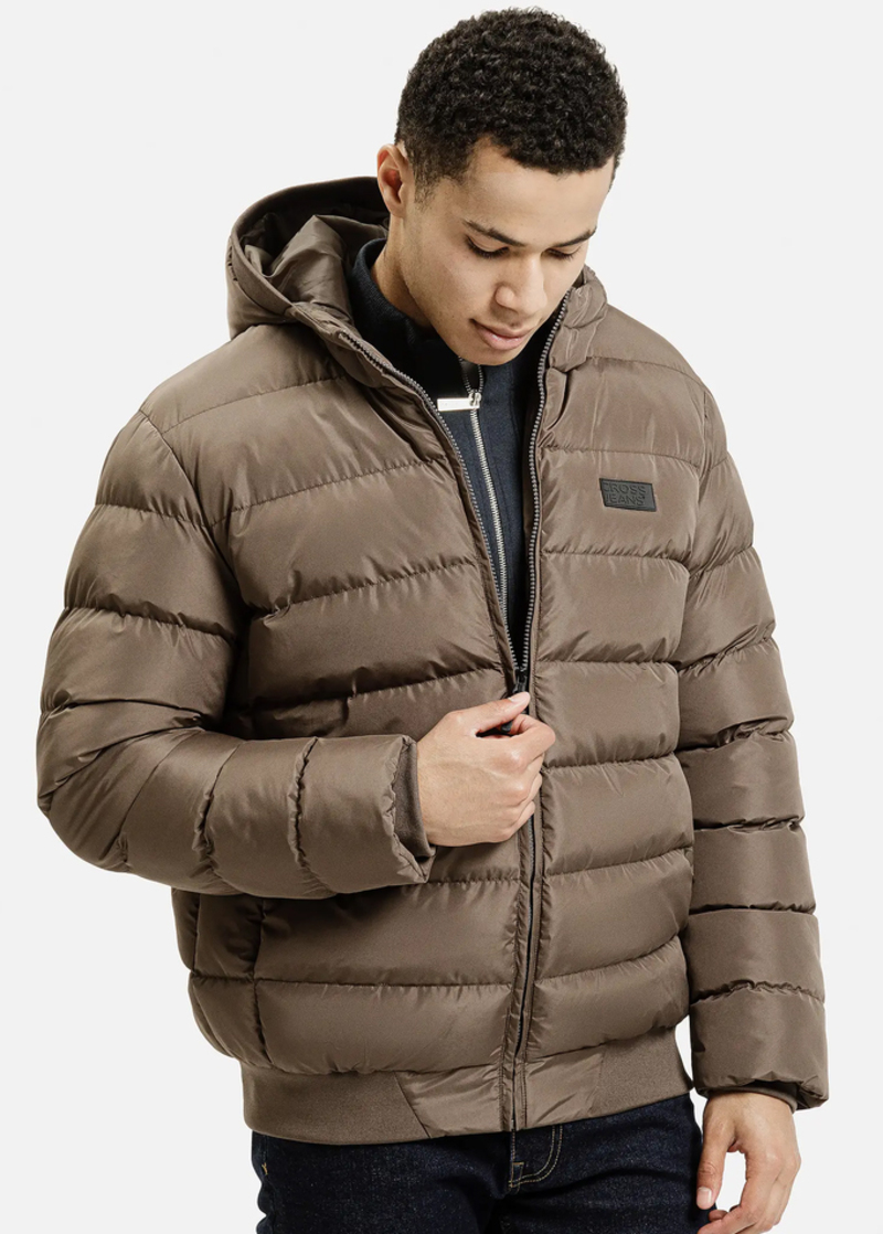 Meska Kurtka Zimowa Meska Brazowa Pikowana Kurtka Cross Jeans - 40305-025