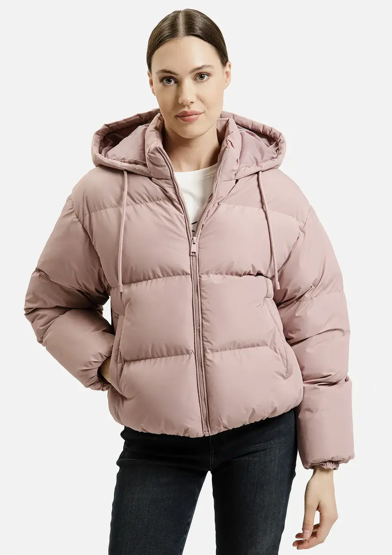 Damska Kurtka Zimowa Rozowa Ciepla Kurtka Z Kapturem Cross Jeans - 81284-301