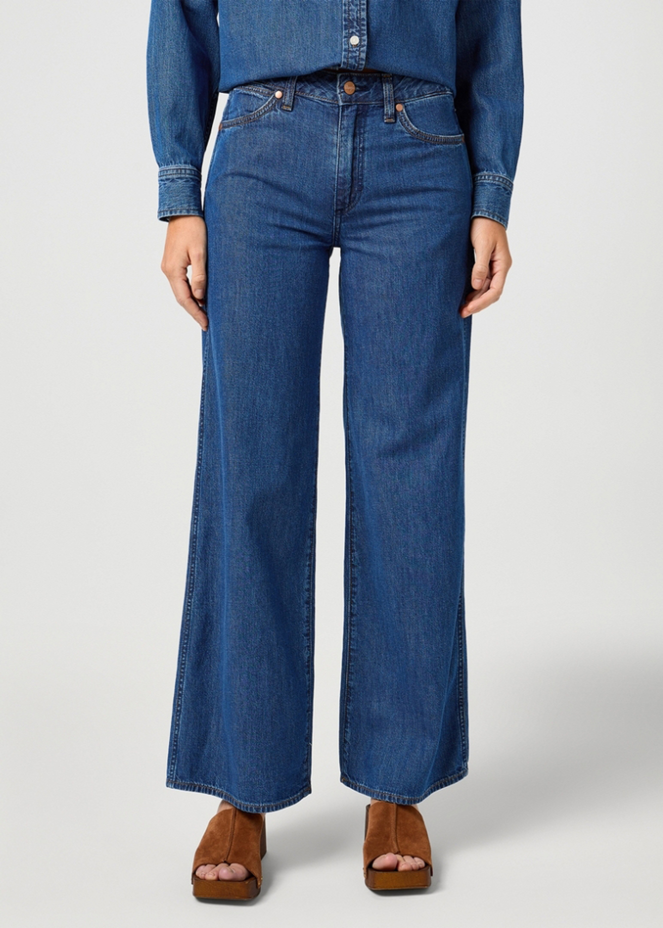 Damskie Spodnie Dzinsowe Wrangler World Wide Real Blue - 112362656