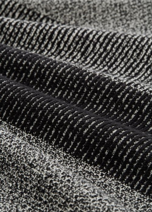 Mski Sweter Tom Tailor Knitted Jumper Black White Mouline Stripe - 1049213-37038