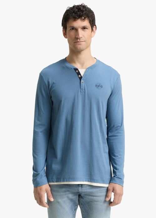 Tom Tailor Serafino Long-sleeved Shirt - Faded Uniform Blue 1048628-10980