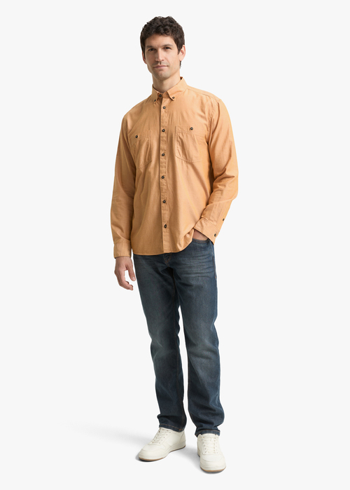 Tom Tailor Regular Fit Shirt Mid Brown Herringbone - 1048445-38973