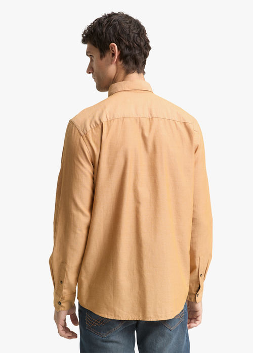 Tom Tailor Regular Fit Shirt Mid Brown Herringbone - 1048445-38973