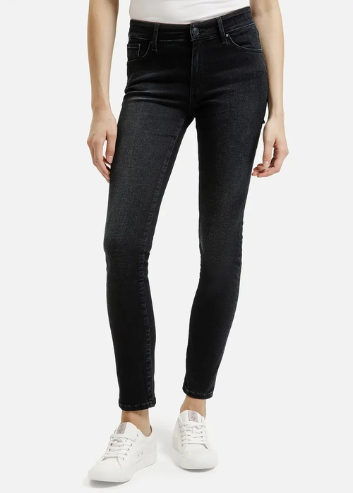 Granatowe, dopasowane dźinsy Anya Cross Jeans P 489-271 