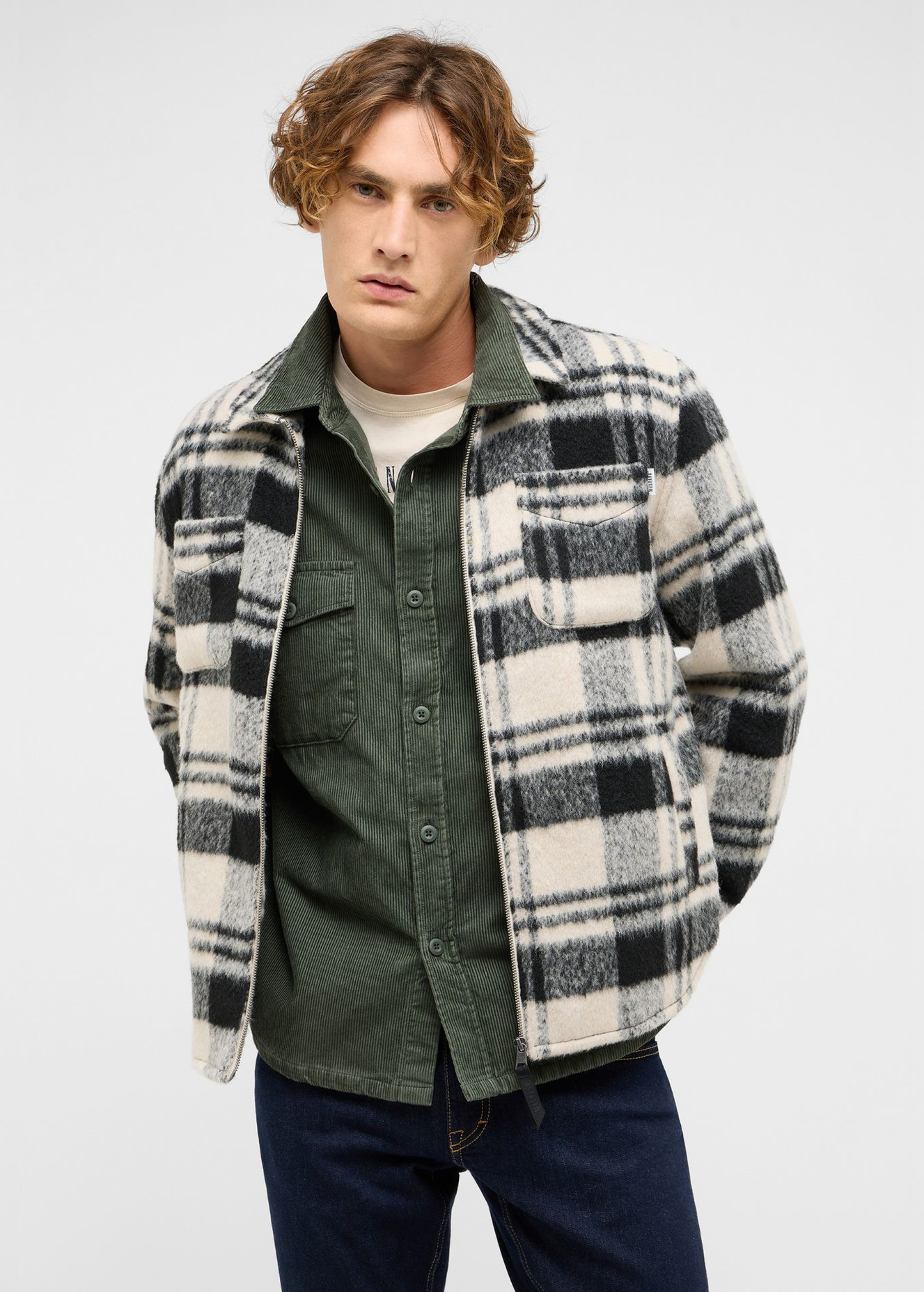 Meska Kurtka Przejsciowa Mustang Philo Big Check Black - 1017188-12809