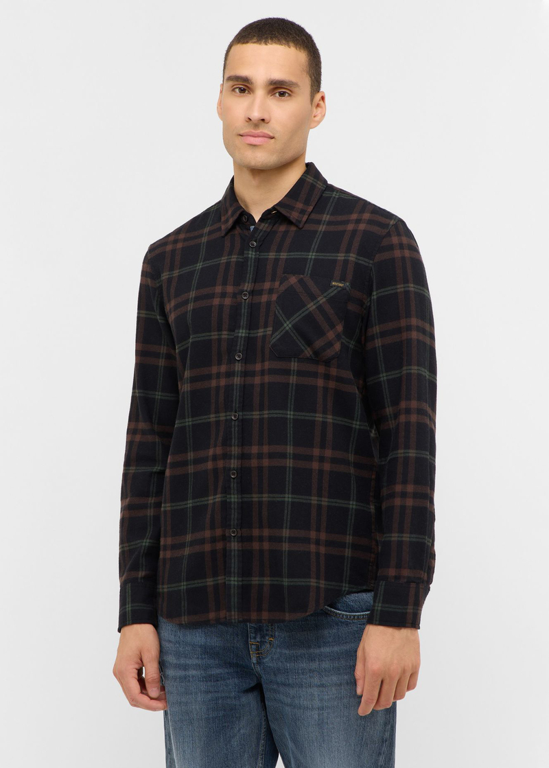 Meska Koszula Materialowe Mustang Eastbridge Check Brown Black - 1017194-12811