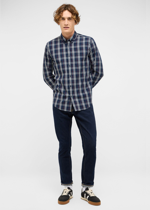 Meska Koszula Materialowe Mustang Style Chester Multi Check Navy - 1017199-12814