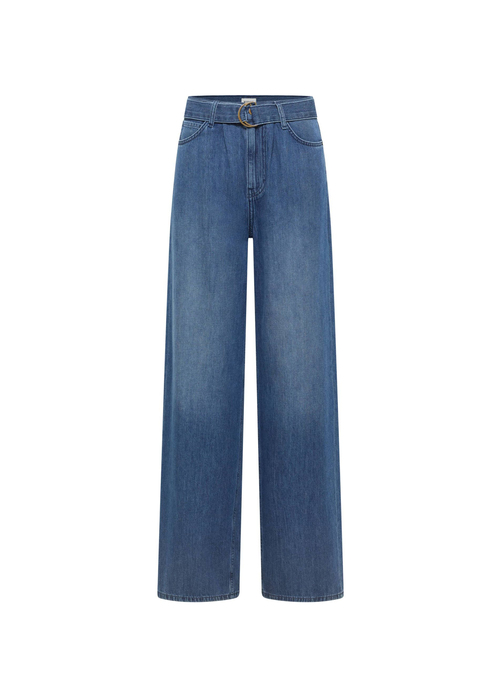 Damskie Spodnie Dinsowe Mustang Luise Wide With Belt Denim Blue - 1017174-5000-680