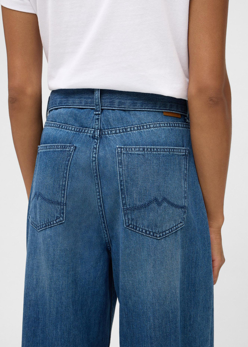 Damskie Spodnie Dinsowe Mustang Luise Wide With Belt Denim Blue - 1017174-5000-680