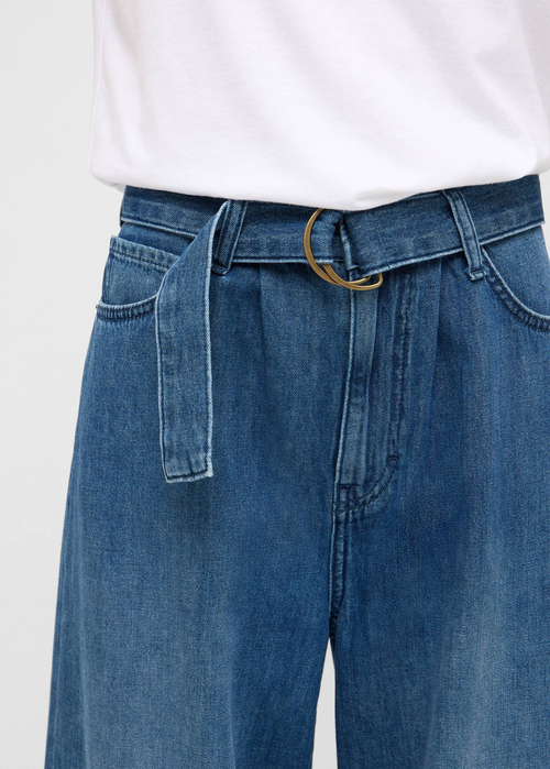 Damskie Spodnie Dinsowe Mustang Luise Wide With Belt Denim Blue - 1017174-5000-680