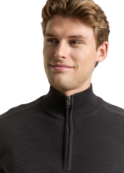 Meski Sweter Tom Tailor Cotton Troyer Knit Jumper Tarmac Grey - 1048813-10899