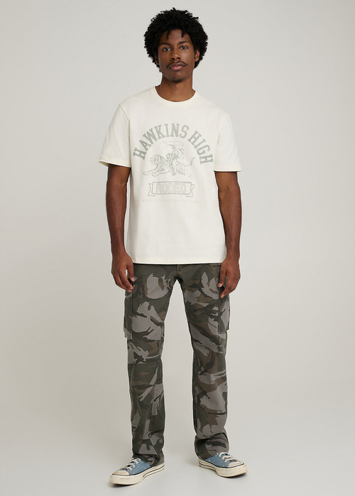 Meski T Shirt Wrangler X Stranger Things Hawkins High Tee Marshmallow - 112378555