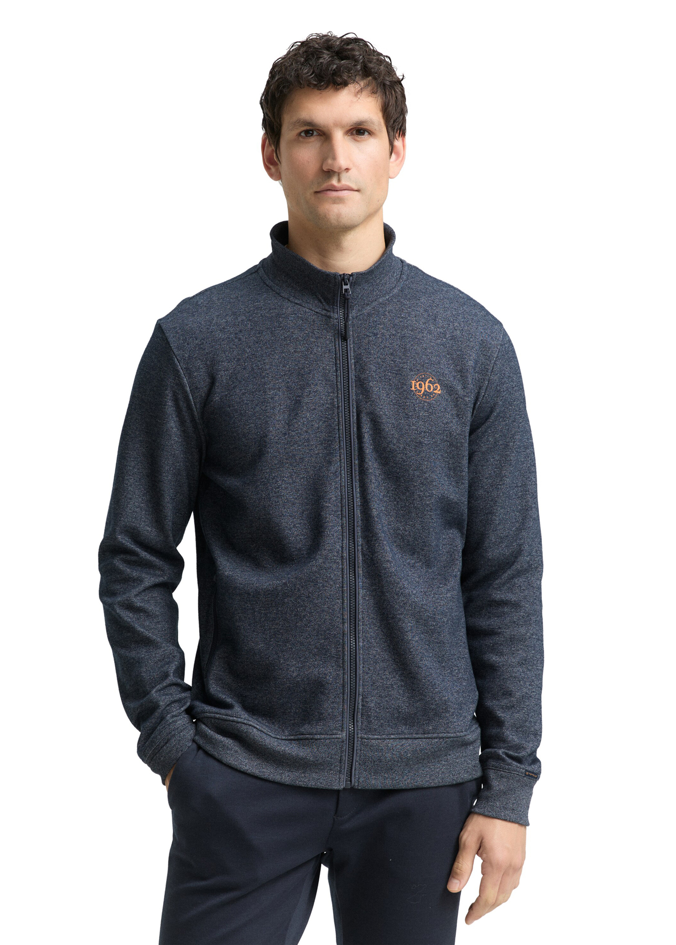 Meska Bluza Tom Tailor Sweatshirt Jacket In Melange Look Navy Fine Yd Stripe - 1049523-30328