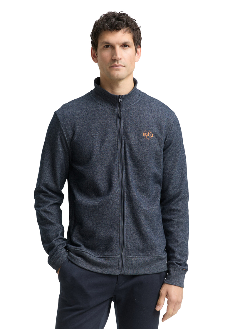 Meska Bluza Tom Tailor Sweatshirt Jacket In Melange Look Navy Fine Yd Stripe - 1049523-30328