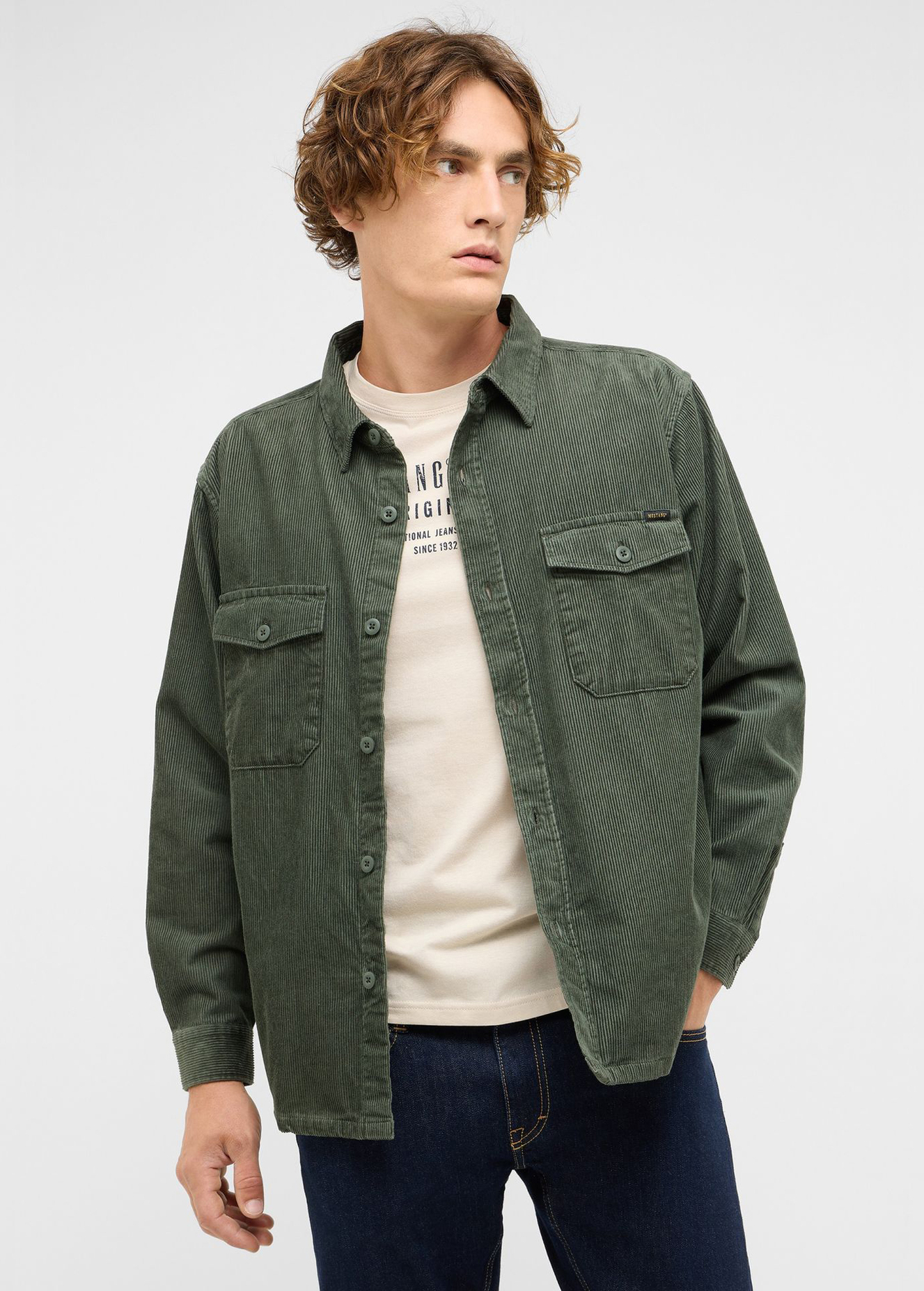 Meska Koszula Materialowe Mustang Branson Climbing Ivy - 1017198-6476