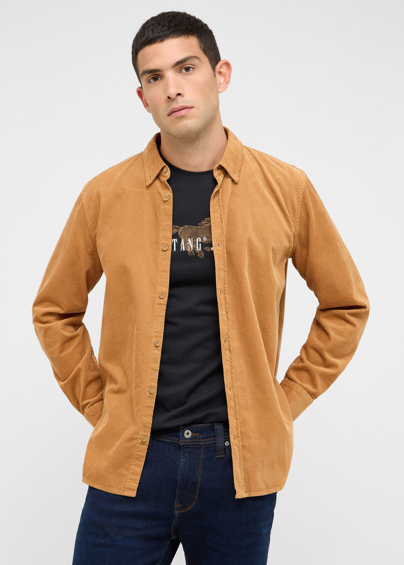 Meska Koszula Materialowe Mustang Iowa Chipmunk - 1017202-3125