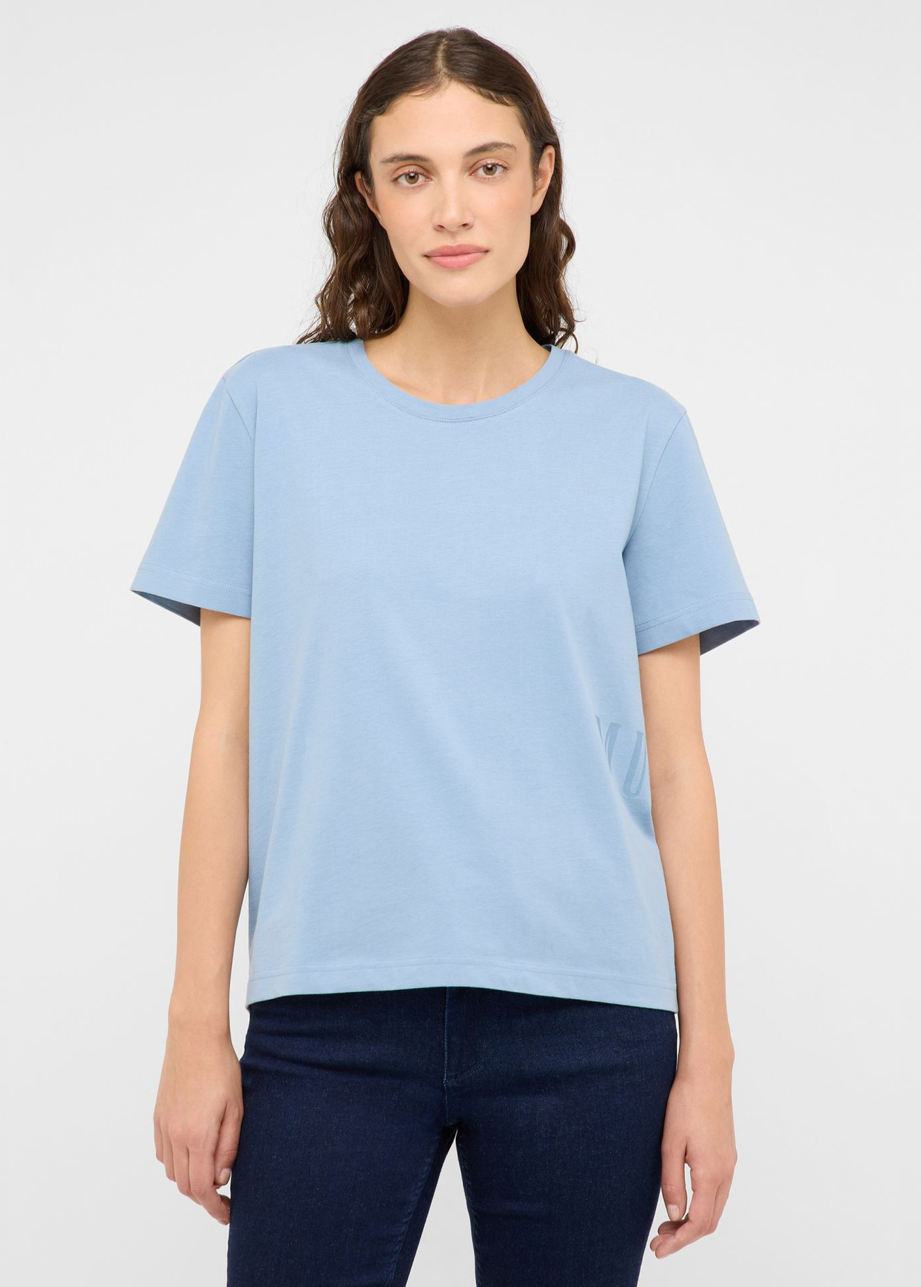 Damski T Shirt Mustang Floris Faded Denim - 1017082-5124